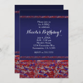 Rode Witte & Blauwe Glitter Pailletten Feest Uitno Kaart (Voorkant / Achterkant)