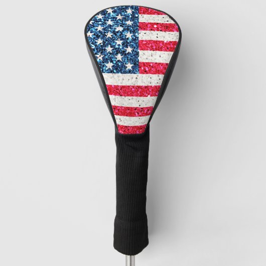 Rode Witte Blauwe Glitter Patriottische Amerikaans Golfheadcover (Voorkant)