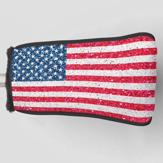 Rode Witte Blauwe Glitter Patriottische Amerikaans Golfheadcover (Voorkant)