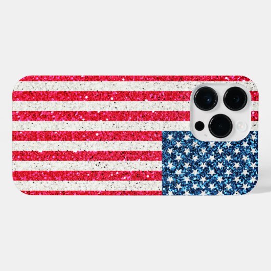 Rode Witte Blauwe Glitter Patriottische Amerikaans iPhone Hoesje (Achterkant horizontaal)