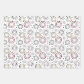 Rode witte blauwe grijze Star-cirkels Inpakpapier Vel (Voorkant)