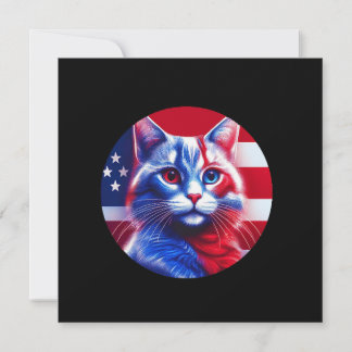 Rode Witte & Blauwe Kat Met Amerikaanse Vlag Achte Kaart