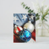 Rode Witte & Blauwe Kerstmis Feestdagenkaart (Staand voorkant)