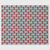 Rode Witte Blauwe Kerstmutsen Handschoenen Cadeaupapier (Vlak)