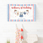 Rode Witte & Blauwe Kleren Jongens Verjaardag Spandoek (Insitu)