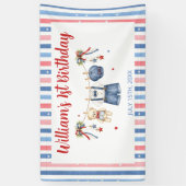 Rode Witte & Blauwe Kleren Jongens Verjaardag Spandoek (Verticaal)