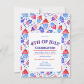 Rode witte & blauwe patriottische cupcake 4 juli kaart (Voorkant)