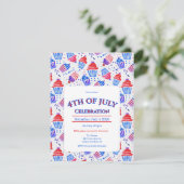 Rode witte & blauwe patriottische cupcake 4 juli kaart (Staand voorkant)
