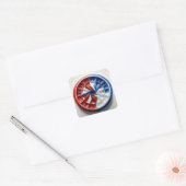 Rode Witte & Blauwe Pinwheel Fractal Vierkante Sticker (Envelop)