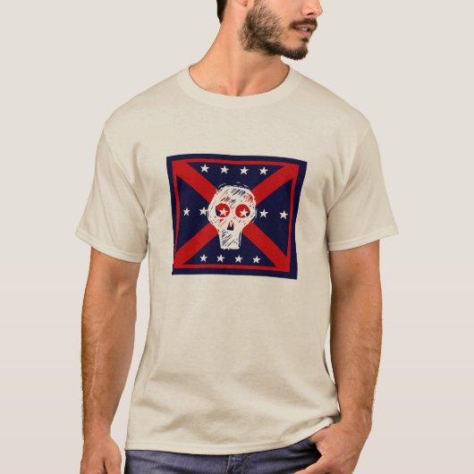 rode, witte, blauwe roodroos vlag grijs t-shirt (Voorkant)