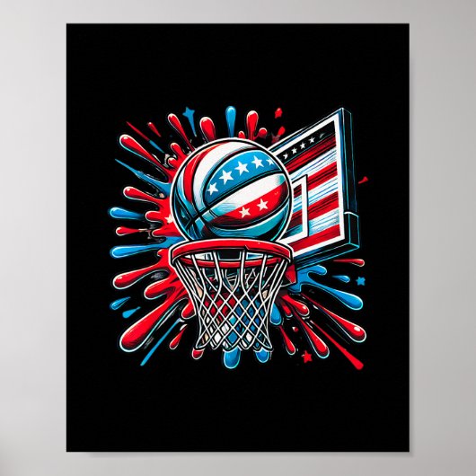 Rode Witte Blauwe Schets Kleurensplash VS Vlag Sch Poster (Voorkant)