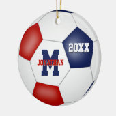 rode witte blauwe school geestesjongens meiden voe keramisch ornament (Links)