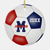 rode witte blauwe school geestesjongens meiden voe keramisch ornament (Achterkant)