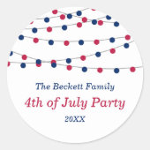 Rode, Witte & Blauwe Slingers voor 4 juli Feest Ronde Sticker (Voorkant)