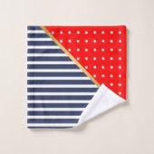 RODE WITTE BLAUWE STARS EN STRIPEN BATHROOM TOWEL  BAD HANDDOEK (Wasdoekje)