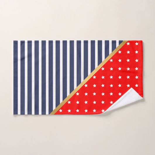 RODE WITTE BLAUWE STARS EN STRIPEN BATHROOM TOWEL  BAD HANDDOEK (Handdoek)