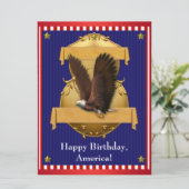 Rode Witte Blauwe Stekelarend Patriottische 4e Jul Kaart (Staand voorkant)