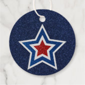 Rode, Witte, Blauwe Ster 4 Juli Glitter Bedankjes Labels (Achterkant)