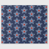 Rode, Witte, Blauwe Ster 4 Juli Glitter Cadeaupapier (Vlak)