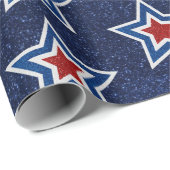 Rode, Witte, Blauwe Ster 4 Juli Glitter Cadeaupapier (Rol Hoek)