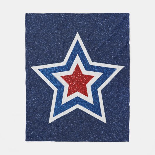 Rode, Witte, Blauwe Ster 4 Juli Glitter Picknick Fleece Deken (Voorkant)