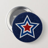 Rode, Witte, Blauwe Ster 4 Juli Glitter Ronde Button 7,6 Cm (Voorkant /achterkant)