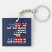 Rode, Witte, Blauwe Ster 4 Juli Glitter Sleutelhanger (Achterkant)