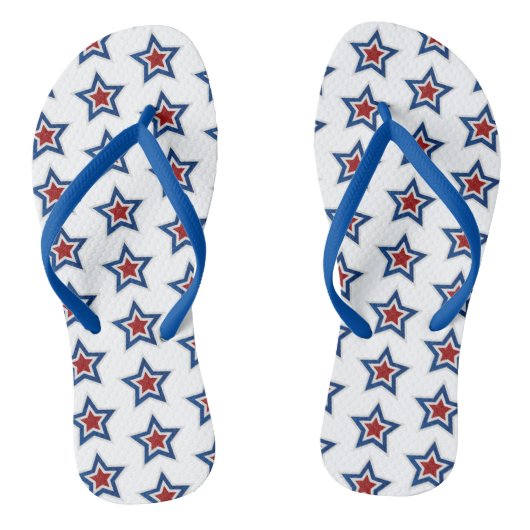 Rode, Witte, Blauwe Ster 4 Juli Glitter Teenslippers (Voetbed)