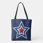 Rode, Witte, Blauwe Ster 4 Juli Glitter Tote Bag (Achterkant)