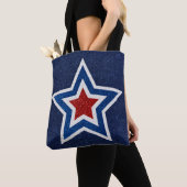 Rode, Witte, Blauwe Ster 4 Juli Glitter Tote Bag (Dichtbij)