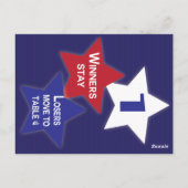 Rode, witte blauwe sterren Bunco tafelkaart #1 van Briefkaart (Achterkant)