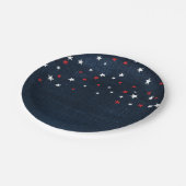 Rode Witte & Blauwe Sterren Denim Aangepaste Feest Papieren Bordje (Gekanteld)