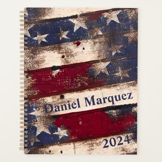 Rode witte blauwe sterren en stripes planner (Voorkant)