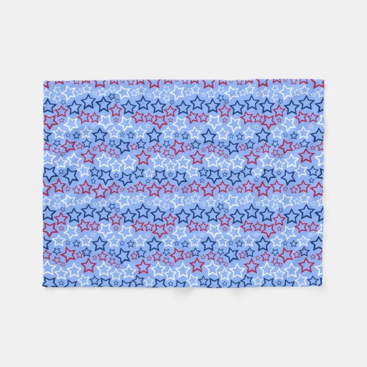 Rode, Witte & Blauwe Sterren Fleece Deken (Voorkant (Horizontaal))