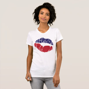 Rode Witte Blauwe Sterren Strepen 4 juli KISS LIPP T-shirt