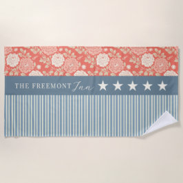 Rode Witte Blauwe Sterren Strepen Bloemmotief Blok Strandlaken