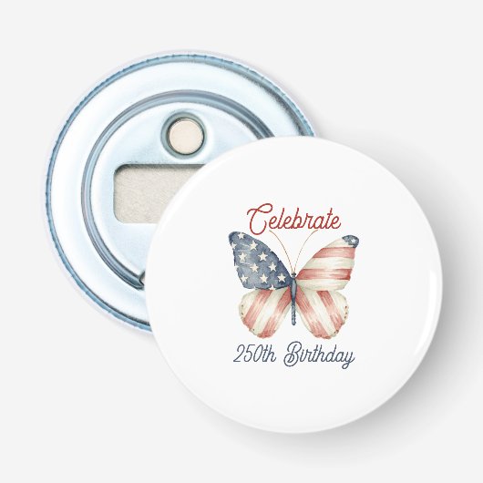 Rode Witte Blauwe Sterren Strepen Viering Amerika  Button Flesopener (Voorkant)
