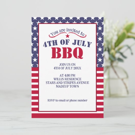 Rode Witte Blauwe Sterren Strepen VS vlag 4 Juli B Kaart (Staand voorkant)