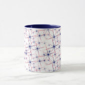 Rode witte & blauwe sterrenexplosies mok (Midden)