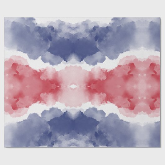 Rode witte blauwe strepen cadeaupapier (Vlak)