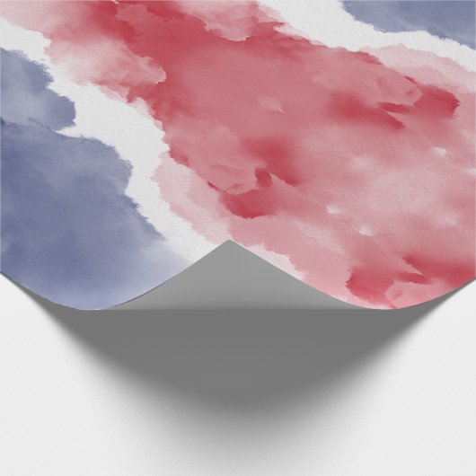 Rode witte blauwe strepen cadeaupapier (Hoek)