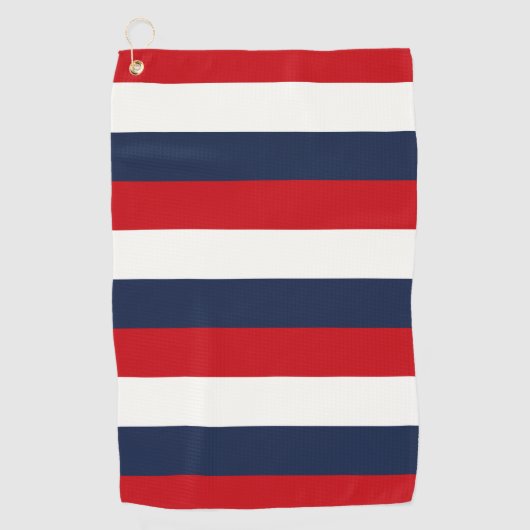 Rode witte blauwe strepen golfhanddoek (Voorkant)