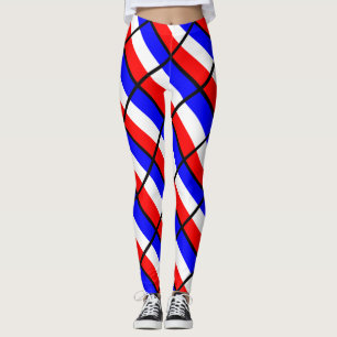 Rode, witte, blauwe strepen leggings