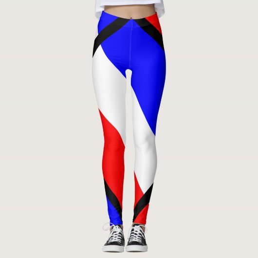 Rode, witte, blauwe strepen leggings (Voorkant)