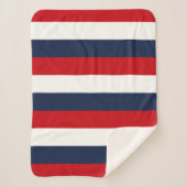 Rode witte blauwe strepen sherpa deken (Voorkant)