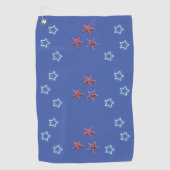 Rode witte blauwe vierde juli sterren golfhanddoek (Voorkant)