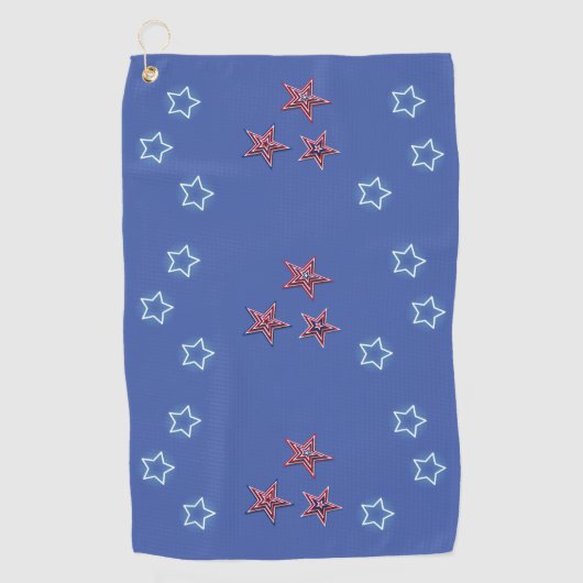 Rode witte blauwe vierde juli sterren golfhanddoek (Voorkant)