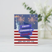 Rode, witte, blauwe vlag 4 juli Feestuitnodiging Briefkaart (Staand voorkant)