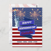 Rode, witte, blauwe vlag 4 juli Feestuitnodiging Briefkaart (Voorkant / Achterkant)