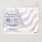 Rode, witte, blauwe vlag 4 juli Feestuitnodiging Briefkaart (Achterkant)